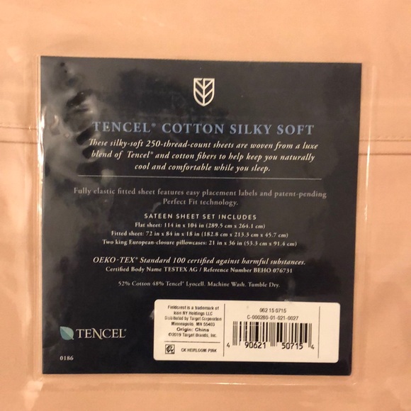 Fieldcrest Tencel Cotton Pink Sheets Cal King NIB - Picture 5 of 5